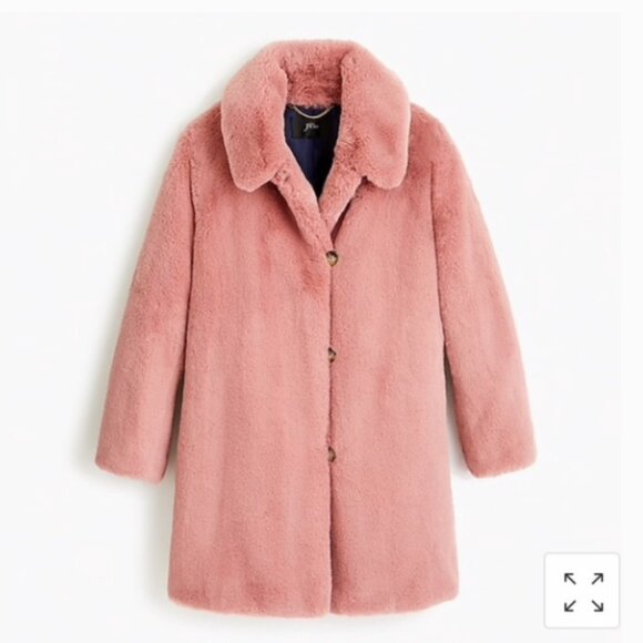 J.Crew Blush Rose Faux Fur Teddy Coat Size L Excellent Condition - Picture 2 of 2